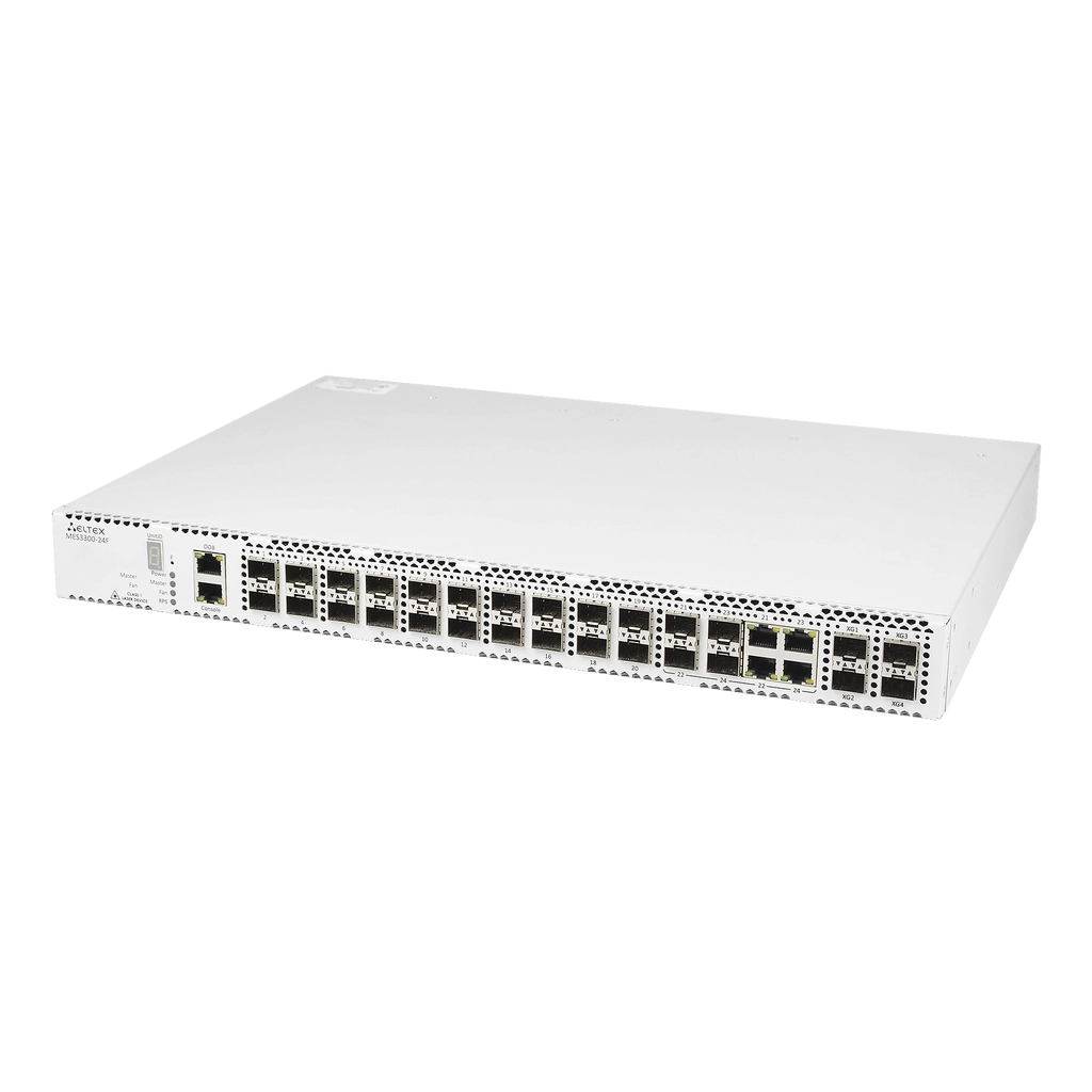 Eltex MES3300-24F Eltex | Коммутатор 20 портов SFP, 4 combo-порта 1G, 4 порта SFP+, 1 порт OOB