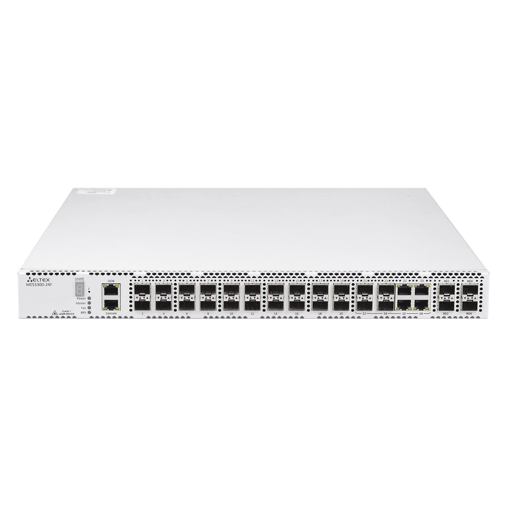 Eltex MES3300-24F Eltex | Коммутатор 20 портов SFP, 4 combo-порта 1G, 4 порта SFP+, 1 порт OOB