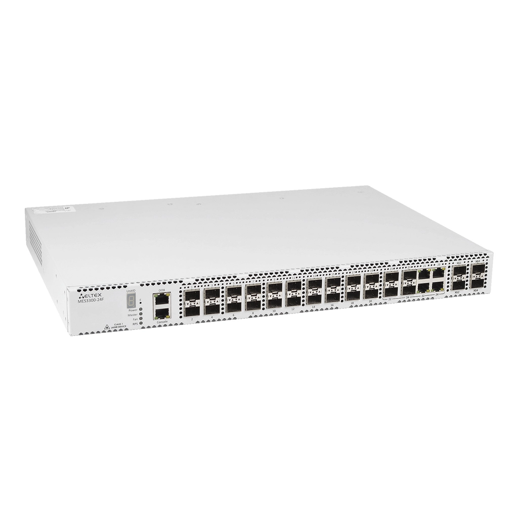 Eltex MES3300-24F Eltex | Коммутатор 20 портов SFP, 4 combo-порта 1G, 4 порта SFP+, 1 порт OOB