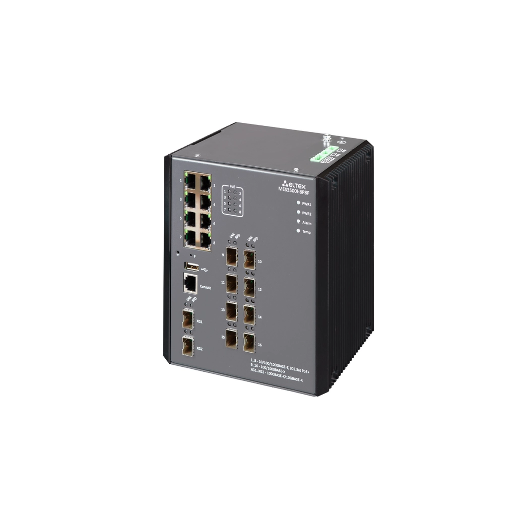 Eltex MES3500I-8P8F Eltex | Промышленный коммутатор 8 портов 1G PoE/PoE+, 8 портов 1G SFP и 2 порта 10G SFP+