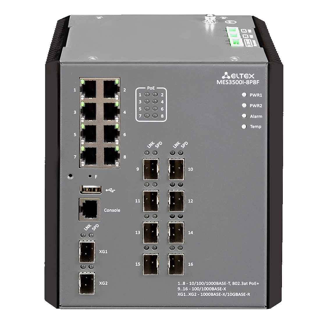 Eltex MES3500I-8P8F Eltex | Промышленный коммутатор 8 портов 1G PoE/PoE+, 8 портов 1G SFP и 2 порта 10G SFP+