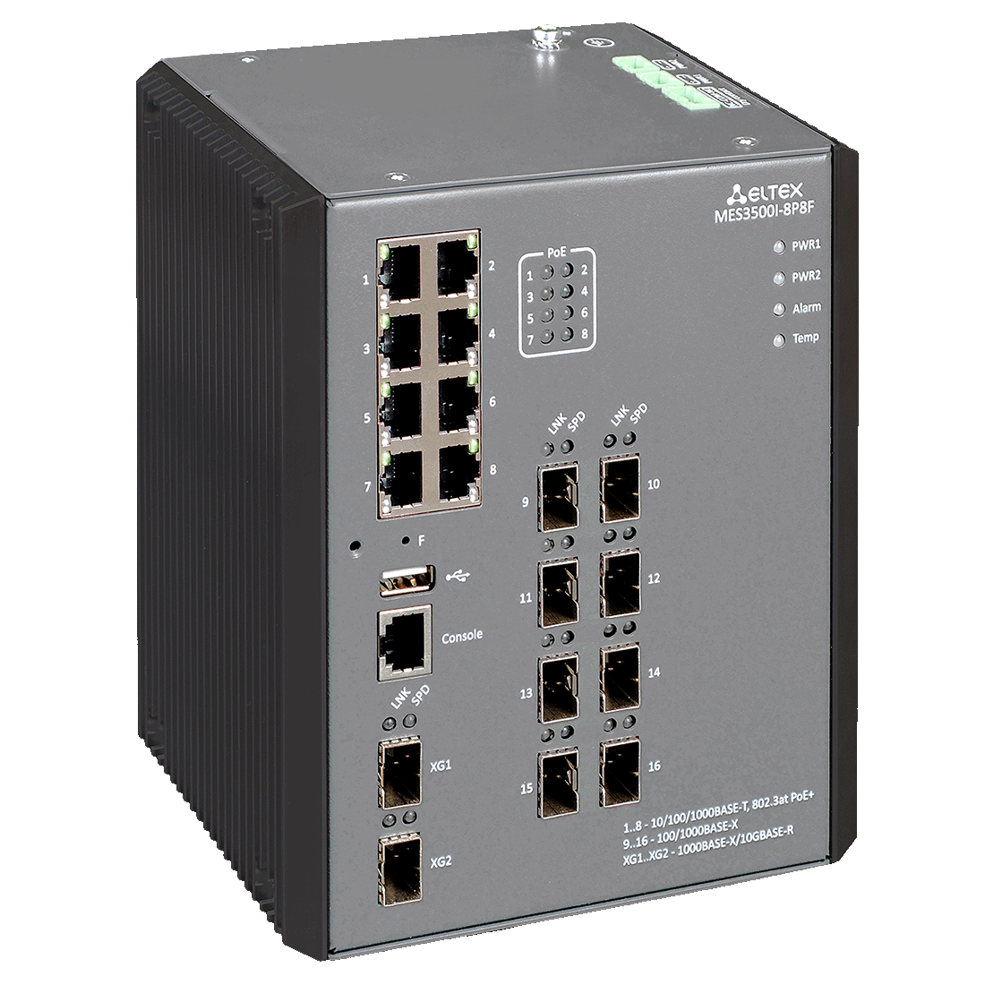Eltex MES3500I-8P8F Eltex | Промышленный коммутатор 8 портов 1G PoE/PoE+, 8 портов 1G SFP и 2 порта 10G SFP+