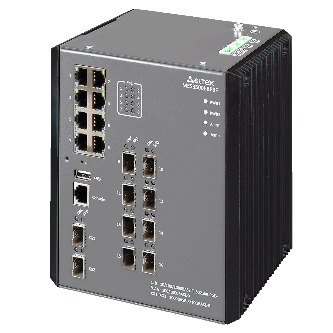 Eltex MES3500I-8P8F Eltex | Промышленный коммутатор 8 портов 1G PoE/PoE+, 8 портов 1G SFP и 2 порта 10G SFP+