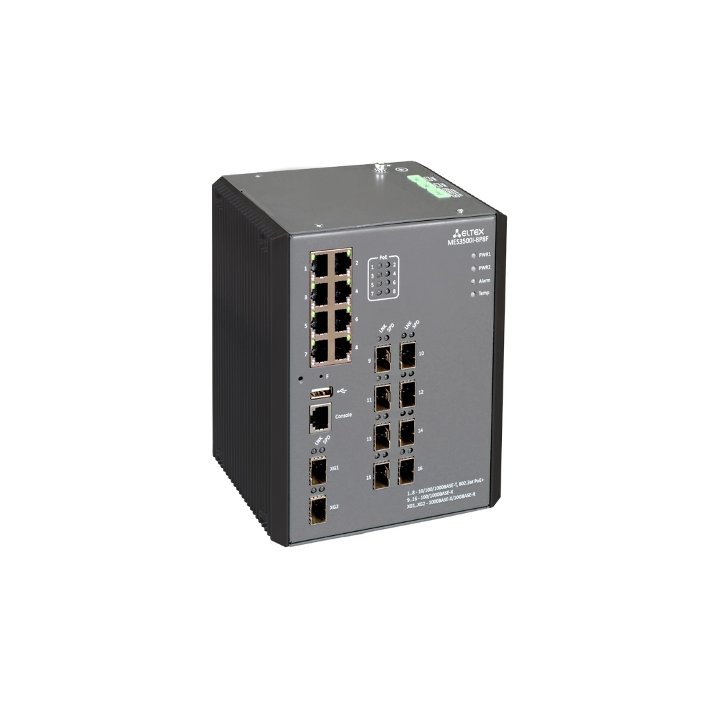 Eltex MES3500I-8P8F Eltex | Промышленный коммутатор 8 портов 1G PoE/PoE+, 8 портов 1G SFP и 2 порта 10G SFP+