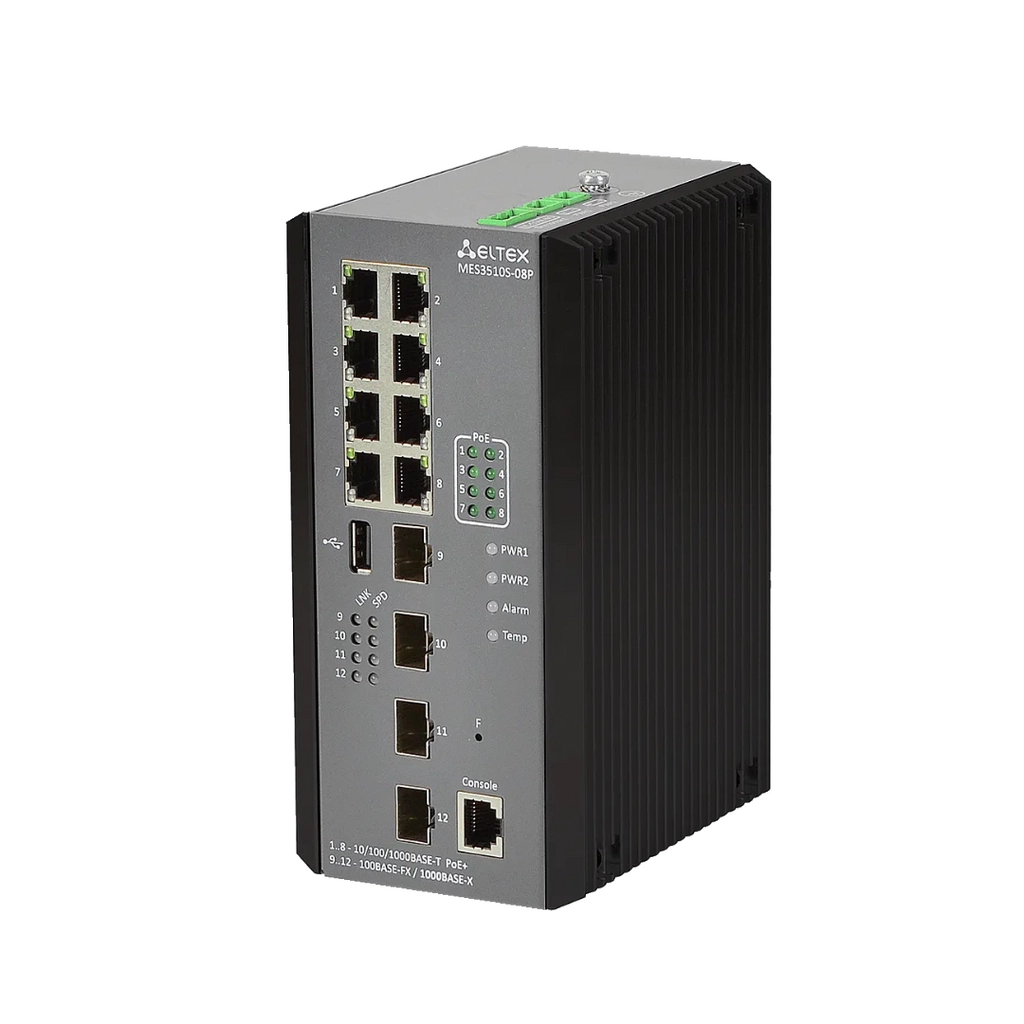 Eltex MES3510S-08P Eltex | Промышленный коммутатор 8 портов 1G PoE/PoE+, 4 порта SFP