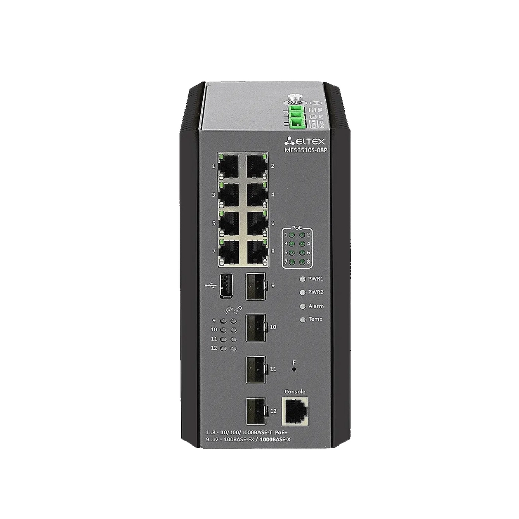 Eltex MES3510S-08P Eltex | Промышленный коммутатор 8 портов 1G PoE/PoE+, 4 порта SFP
