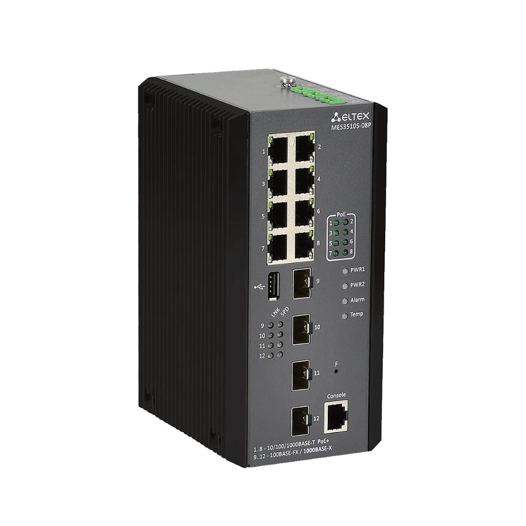 Eltex MES3510S-08P Eltex | Промышленный коммутатор 8 портов 1G PoE/PoE+, 4 порта SFP
