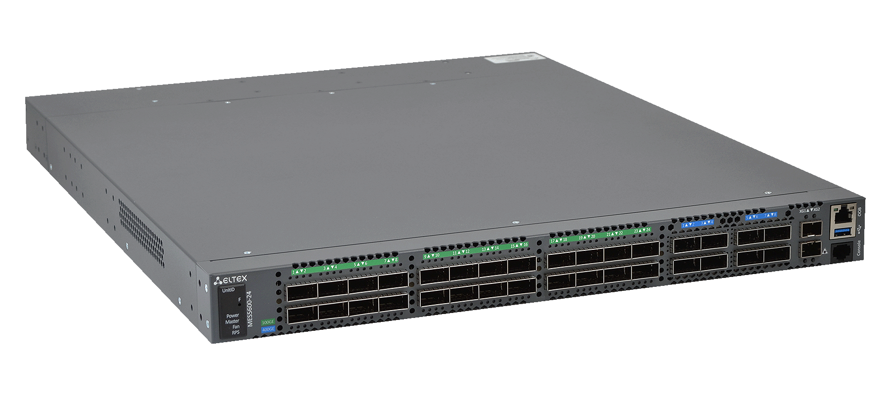 Eltex MES5600-24 Eltex | Коммутатор 24x100G QSFP28, 8x400G QSFP56-DD, 2x10G SFP+