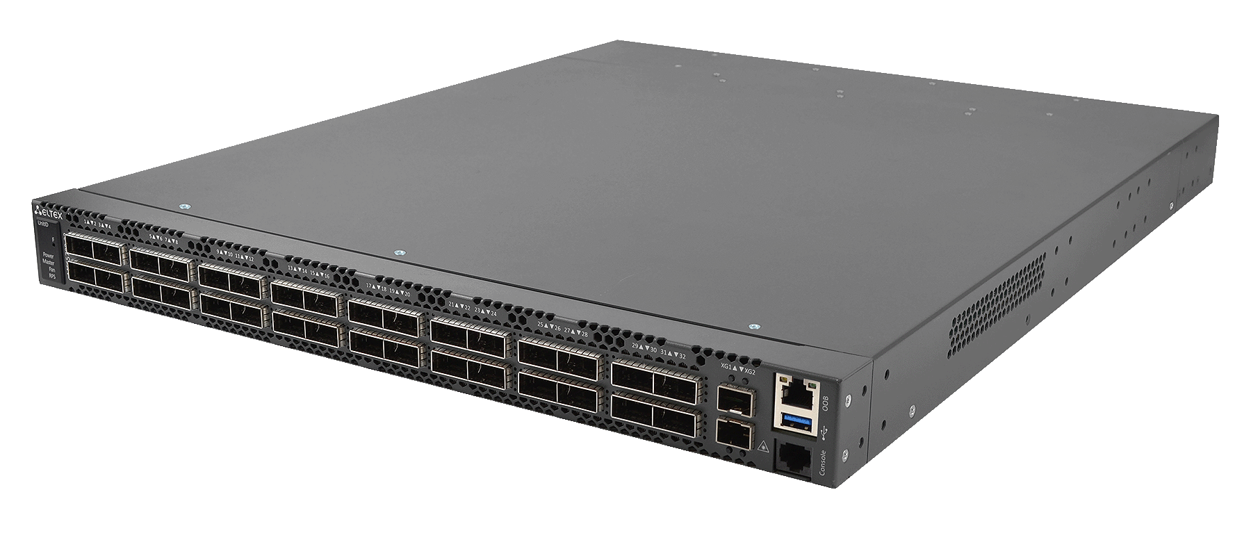 Eltex Коммутатор Eltex MES5700-32: 32 порта 400G QSFP56-DD, 2 порта 10G SFP+